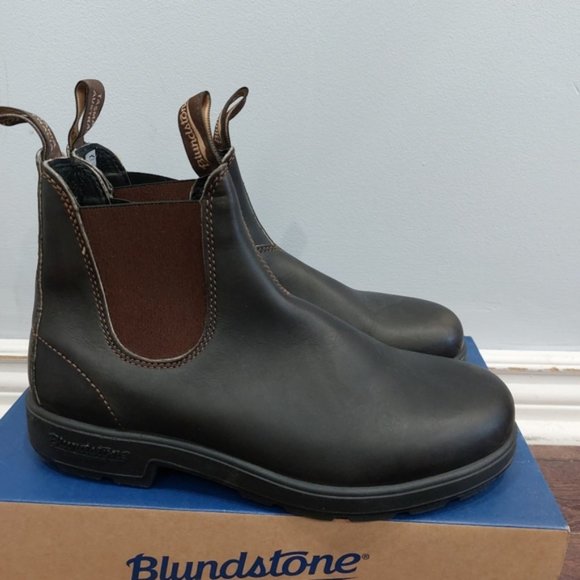 Blundstone 500 Elastic Sided V Cut Boots Stout Brown - Picture 4 of 10